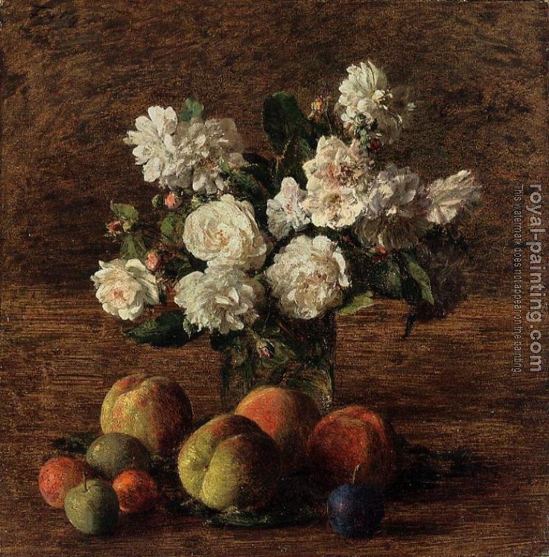 Henri Fantin-Latour : Still Life Roses and Fruit